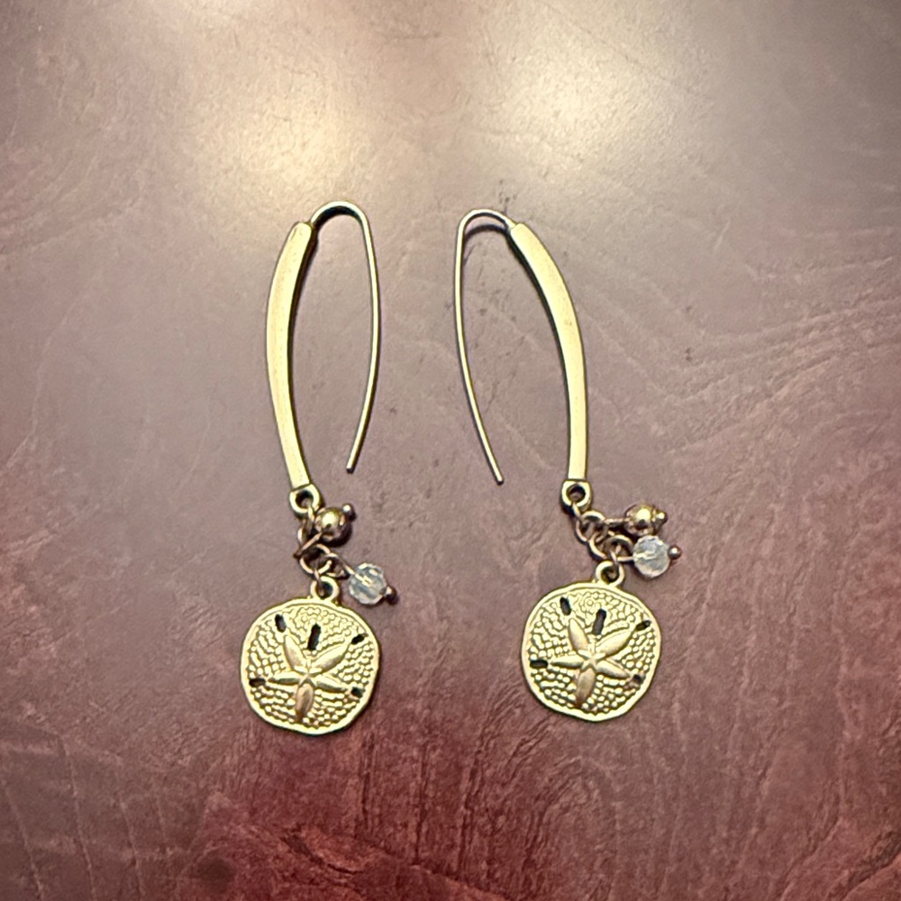 Tommy Bahama Gold Sand Dollar Drop Earrings